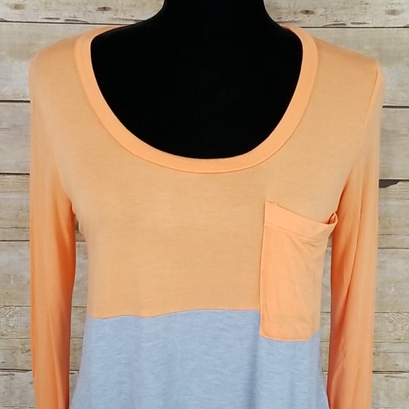 Anthropologie Bordeaux Color Block Long Sleeve Tee - Picture 3 of 6